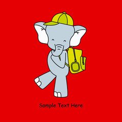elephant goes to school with backpack
