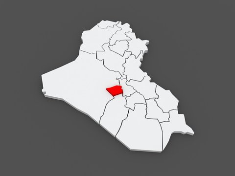 Map of Karbala. Iraq.