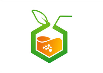 Ecology from green rectangle leaf drink and water logo vector