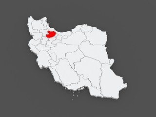 Map of Qazvin. Iran.