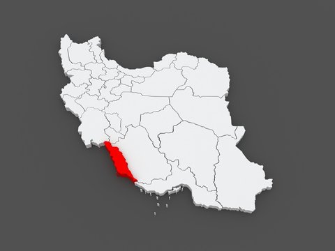 Map of Bushehr. Iran.