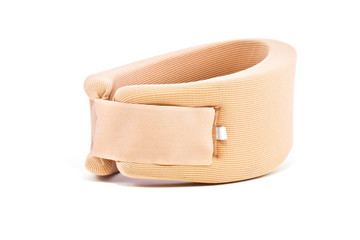 Neck support brace on white background , soft cervical collar