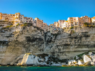 Fototapeta na wymiar Corsica, France, skyline of Bonifacio from the sea