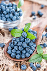 Blueberries on a Wooden Spoon