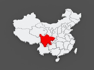 Map of Sichuan. China.