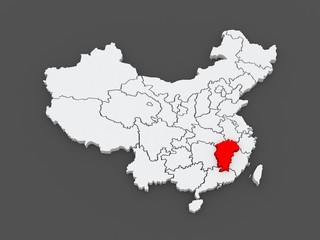 Map of Jiangxi. China.