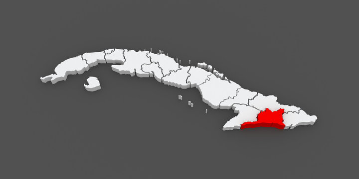 Map of Santiago de Cuba. Cuba.