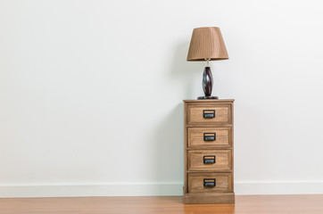 Lamp on bedside table