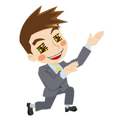 紹介するビジネスマン