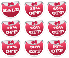 Red sale badges, labels, stickers