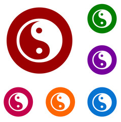 Yin Yang set of colorful vector icons and logo symbols 