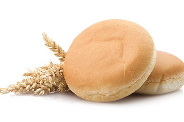 Sandwich for hamburger with ears of corn on white © Orlando Bellini