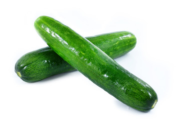 green cucumbers isolated on white background