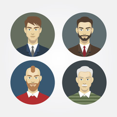 set icons portraits of men closeup