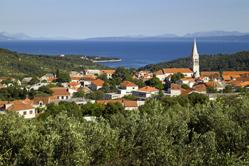 Village Selca above the sea on island Brac in croatia
