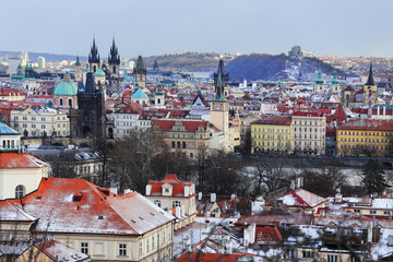 Obraz premium Snowy Prague City in the Winter, Czech Republic