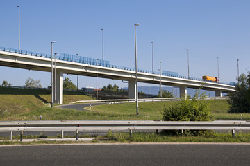 Overpass on highway near capital Zagreb in Croatia - obrazy, fototapety, plakaty