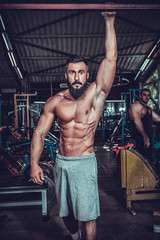 Fototapeta na wymiar image of muscle man who is posing