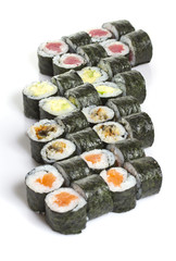 Sushi roll made dish isolated on white background