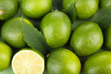 Fresh juicy limes, close up