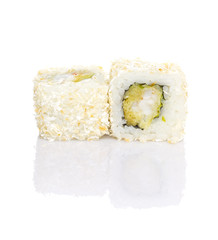 Sushi with coconut shavings isolated