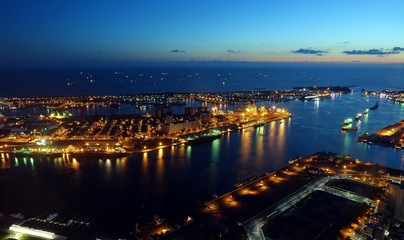 Fototapeta na wymiar Beautiful View of Kaohsiung Port at Evening Time