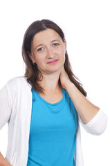Fototapeta premium Frau mit Nackenschmerzen