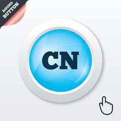 Chinese language sign icon. CN China translation
