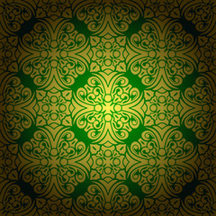 Abstract seamless  baroque background green vector