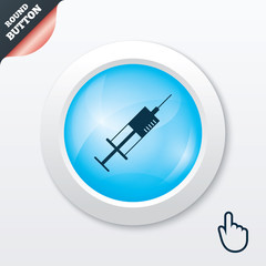 Syringe sign icon. Medicine symbol.