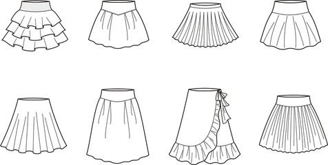Vector illustration of women's skirts