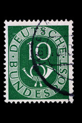 Posthorn_Briefmarke_Deutschland_Grün