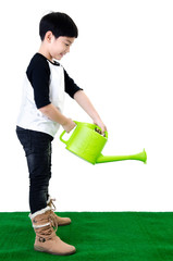 Little Asian smile child with watering pot