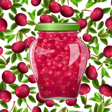 seamless texture with preserve cherry