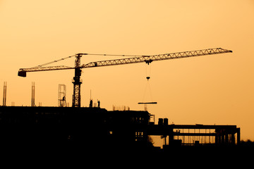 Silhouette of  Construction Site