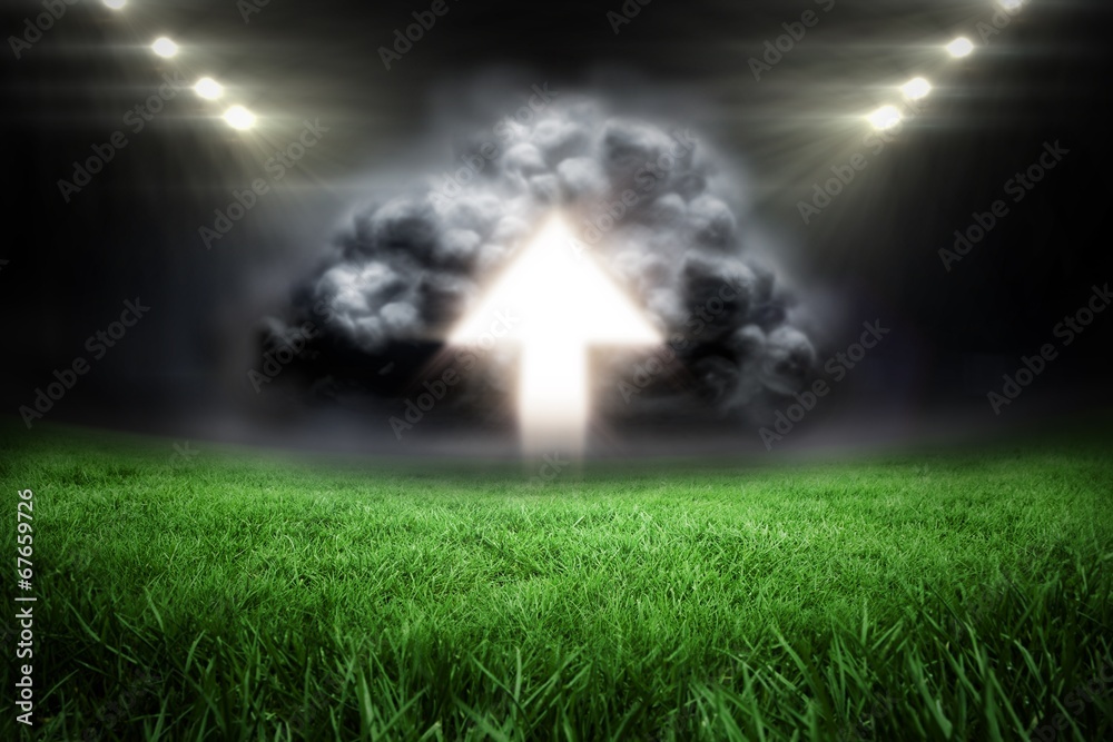 Poster composite image of arrow in grey cloud