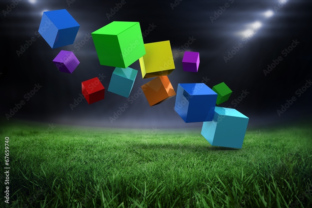 Poster Composite image of 3d colourful cubes floating
