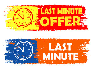 last minute offer with clock sign, drawn labels