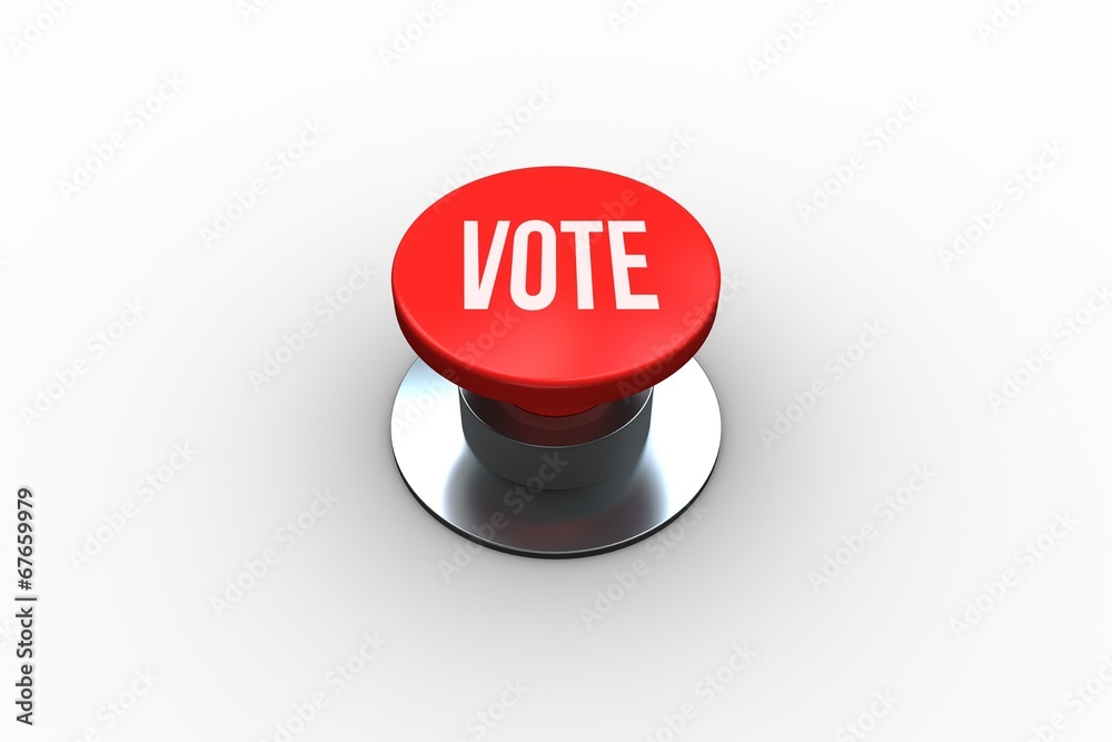 Poster Vote on digitally generated red push button