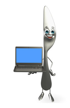 Knife character with Laptop
