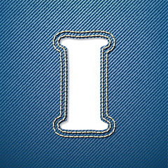 Denim jeans letter I