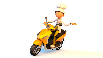 Naklejka premium The cook on a motorcycle