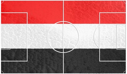 football field textured by yemen national flag