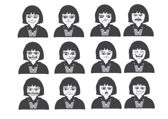 Cartoon faces Set drawing illustration