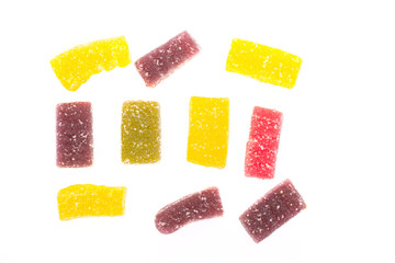 colored jujube isolated on white background