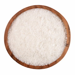 Fototapeta na wymiar Salt in a wooden bowl on a white