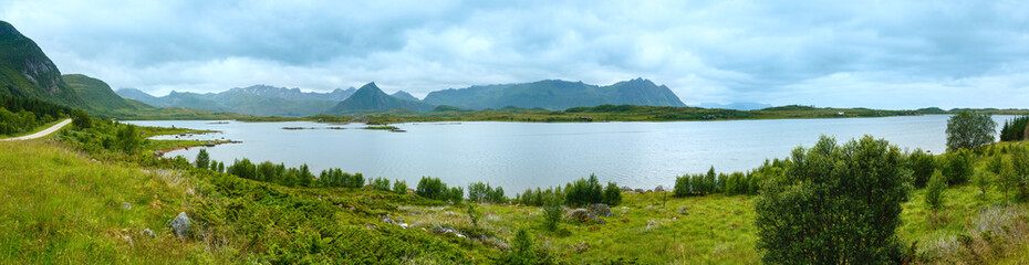 Lofoten summer panorama (Norway).