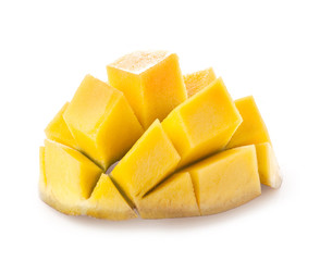 Ripe mango slice isolated on white