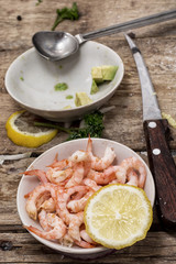 process of preparation of salad with prawns
