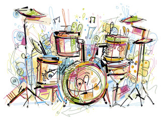 Naklejka premium Drums Set
